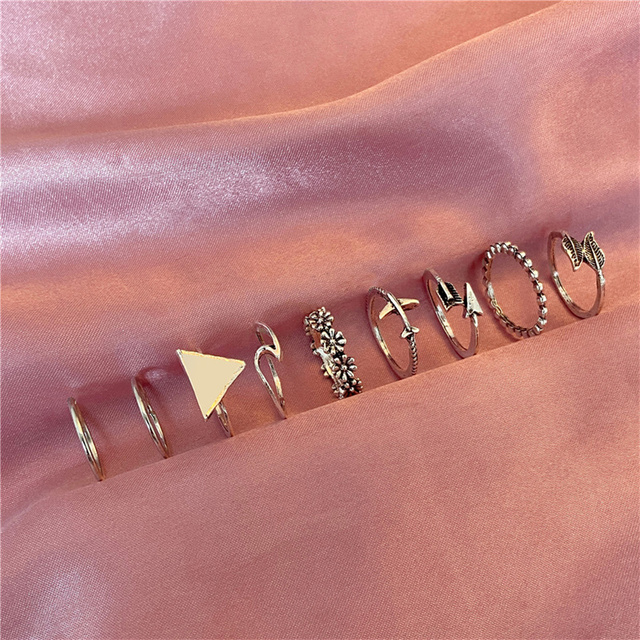 Personalized Finger Heart Ring Set for Women Gold Color 3PCS 2021 New Trendy Gift for Women Fashionable