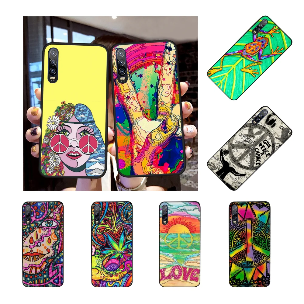 

Hippy Hippie Psychedelic Art Peace Colorful Phone Case for Huawei P9 10 lite P20 pro lite P30 pro lite Psmart mate 20 pro lite