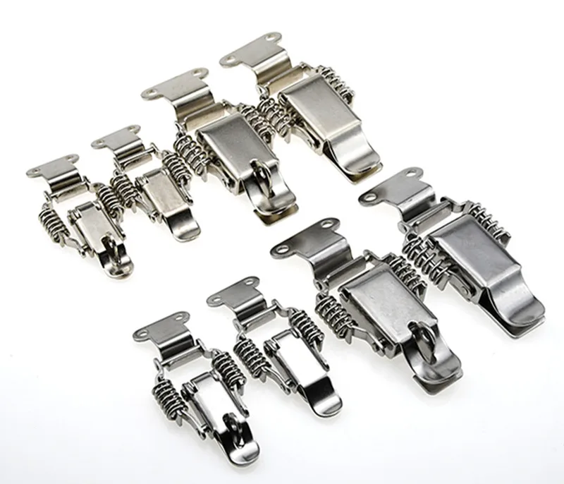 90 Degree Hasp Stainless Steel 304 Double Spring Loaded Suitcase Chest Tool Box Locking Toggle Latch Hasp Lock Hardware Buckle