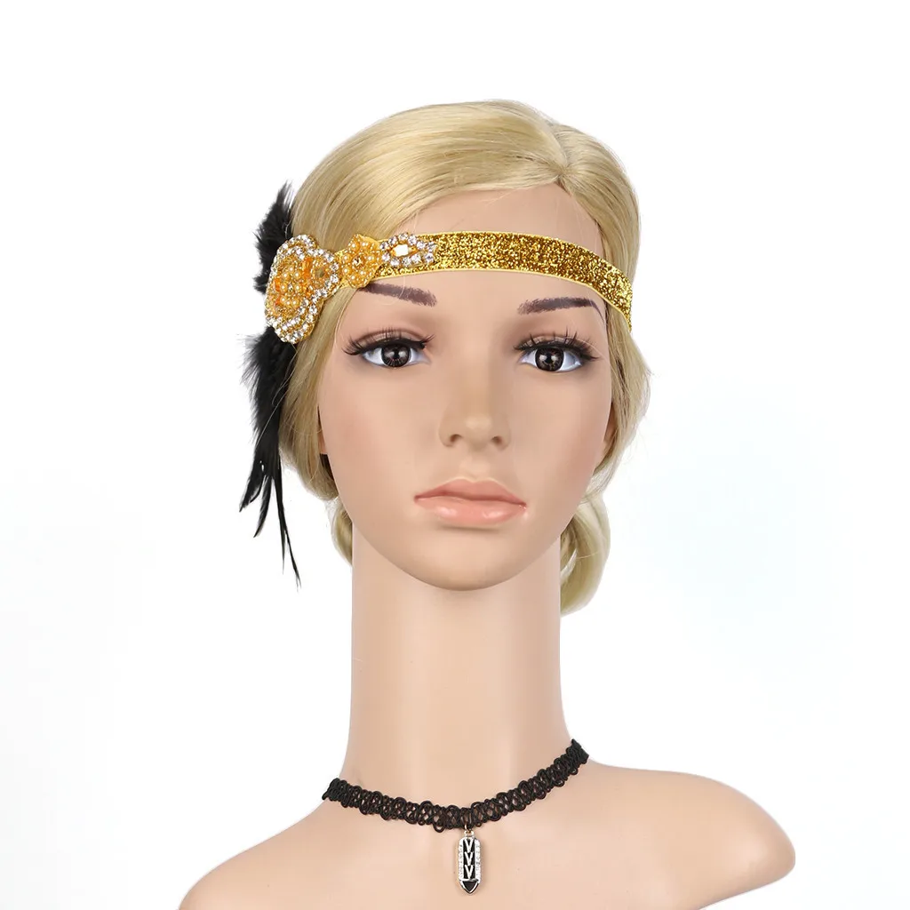 JAYCOSIN повязка для волос Gatsby для модницы, перьевая повязка на голову аксессуары кристалл мода бисером свадебное украшение элегантный ободок для вечеринки#45