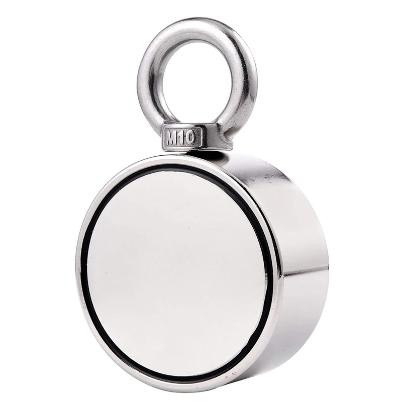 

ELEG-Double Side Round Neodymium Fishing Magnet, 420kg Combined Pulling Force Super Strong Neodymium Magnet With Eyebolt For Mag