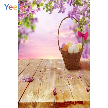 

Spring Branch Flower Eggs Basket Wood Happy Easter Photography Backdrops Photographic Background For Photo Studio Photophone
