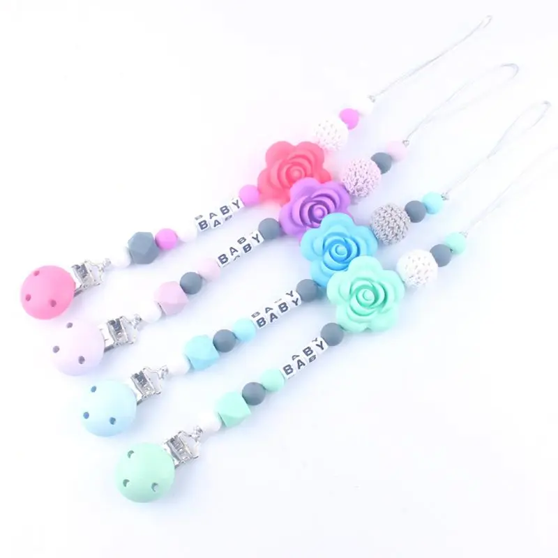 

Cute Baby Appease Pacifier Chains Anti-fall Clip Infants Silicone Safe Teether C