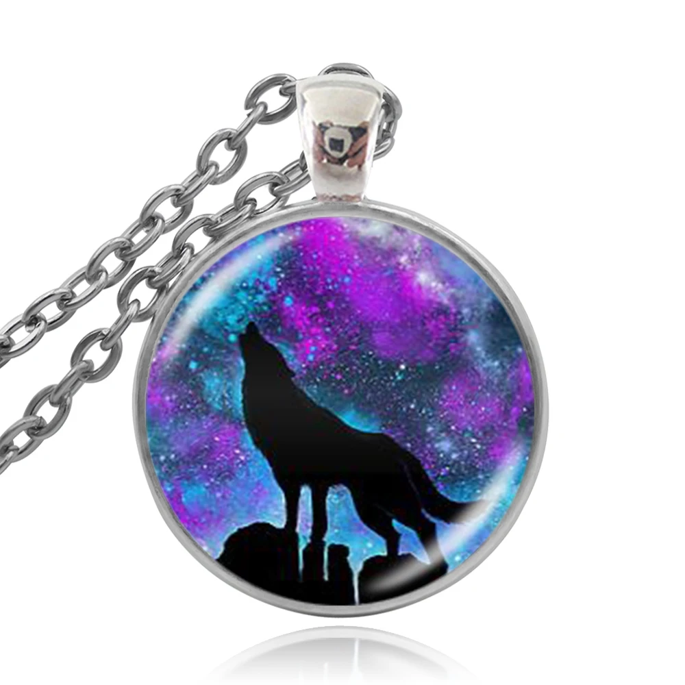 Color Printing Wolf Agate Gemstone Pendant Necklace H1902 2514 
