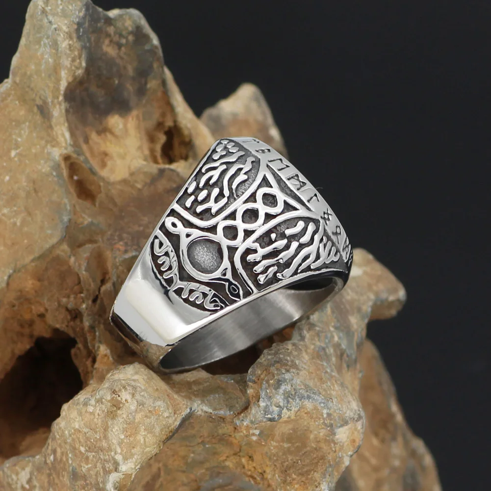 Скандинавский Викинг mjolnir valknut vegvisir Рунический амулет кольцо из нержавеющей стали с Valknut Rune подарочная сумка
