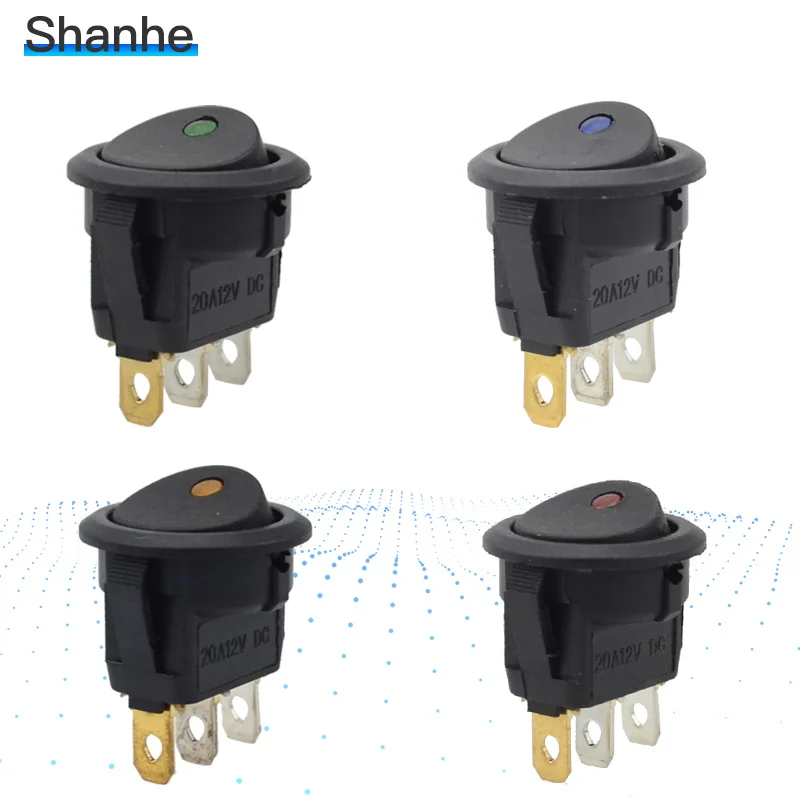 

20A led rocker switch 3 pins ON-OFF Round Rocker Switch LED illuminated Car Dashboard Dash Boat Van 12V