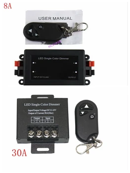 

3key 8A 30A LED Single Color LED Dimmer Controller with RF Wireless Remote for Single Color LED Strip Light DC12-24V