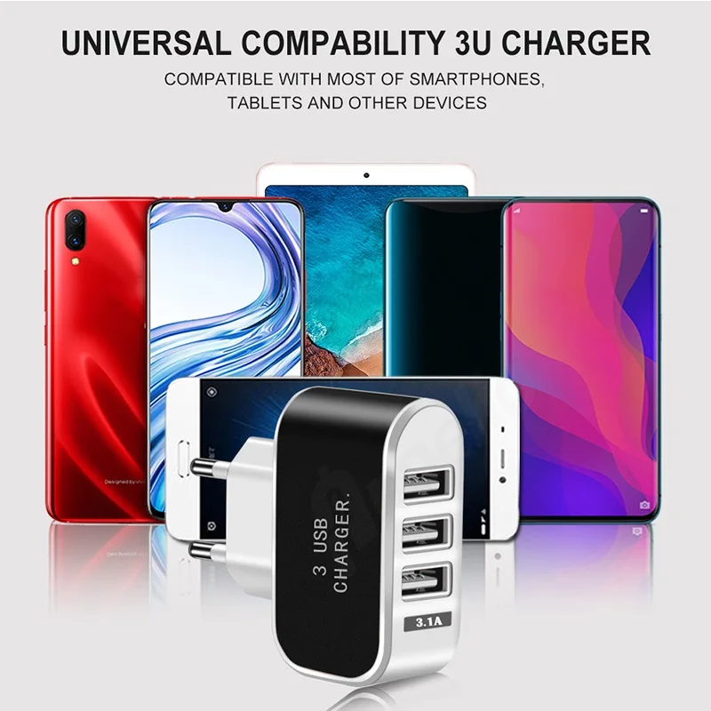 3 порта USB 5 V/2A Зарядное устройство 3.1A для смартфонов на платформе Android USB настенное Зарядное устройство для samsung huawei Xiaomi LG ЕС мобильный телефон Зарядное устройство