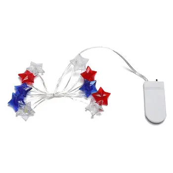 

Independence Day Decor LED String Lights Battery Operated American Stars Flag