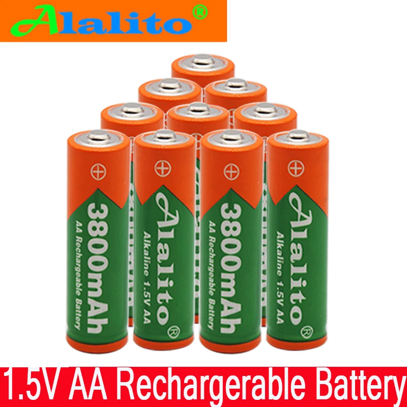 Новая батарея AA 3800 1,5 v перезаряжаемая батарея AA 3000mAh Щелочная v аккумуляторная батарея для часов игрушки батареи камеры