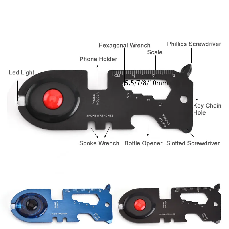 8-в-1 Multi Функция Портативный на открытом воздухе EDC для выживания инструмент аварийное освещение самообороны шестигранный ключ и отвертка-открывашка