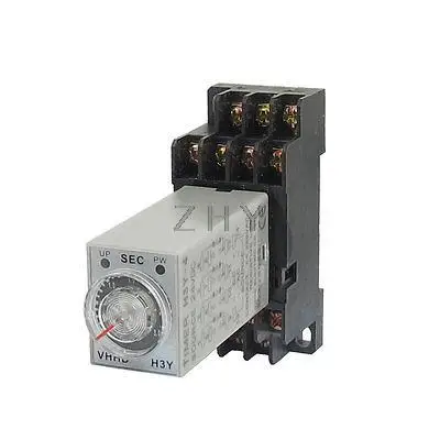 

DC 24V H3Y-4 0-3S 4PDT 14 Pins Power on Time Delay Relay w Socket