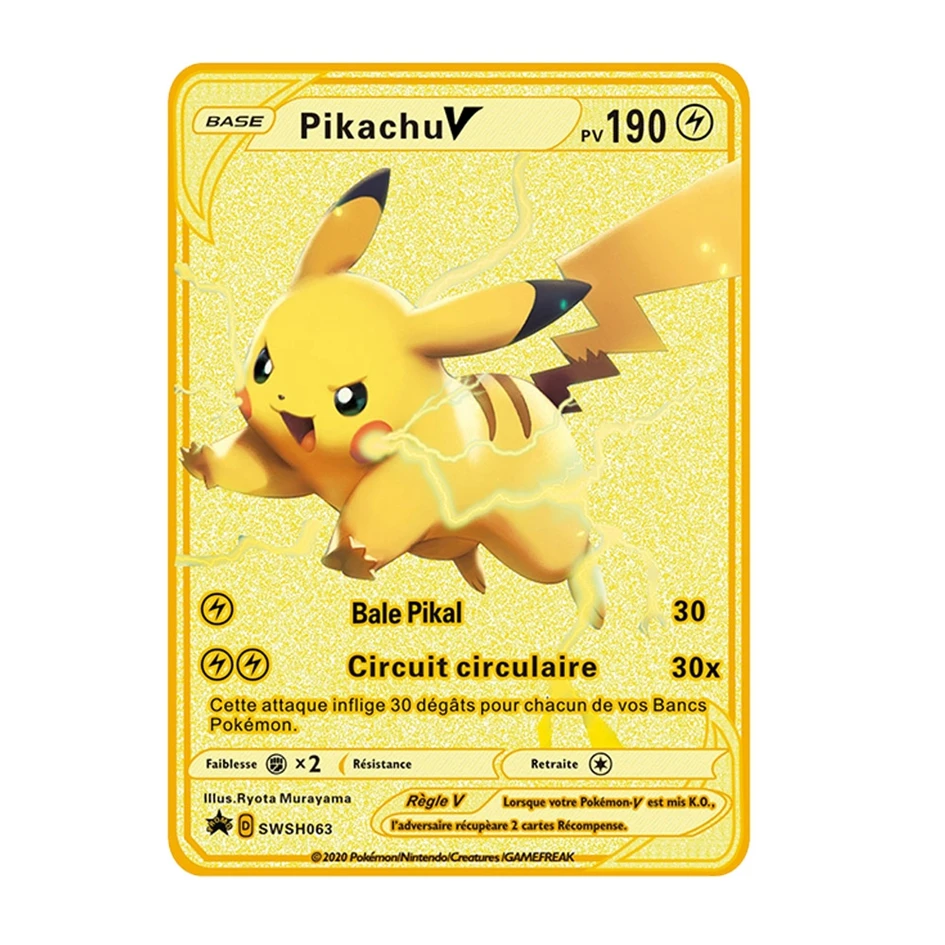 5pcs Francaise Pokemon Metal Cards Display Pokemon Pikachu Gold Carte Playing Game V Vmax French Card Collection Kids Toys Gift Game Collection Cards Aliexpress