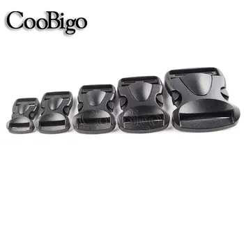 

1000pcs Pick 5 Size Side Release Buckle Curved Plastic Black For Tactical Backpack Straps Webbing Bag Luggage Parts Accessories