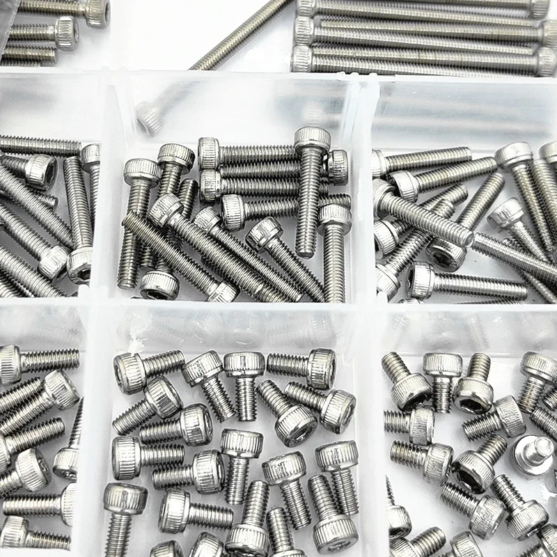 380pcs M3 Hexagon Socket Button Head Screw with Flat Washer Nut Set hexagon Cylinder Head Socket Head Cap Allen Bolt Screw Kit