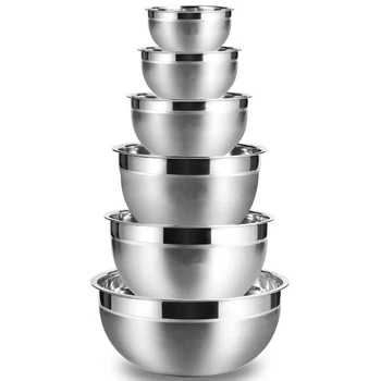 

1Pc Silver Stainless Steel Mixing Bowl Fruit Salad Bowl Storage Bowl Set Kitchen Salad Bowl Safe And Reliable