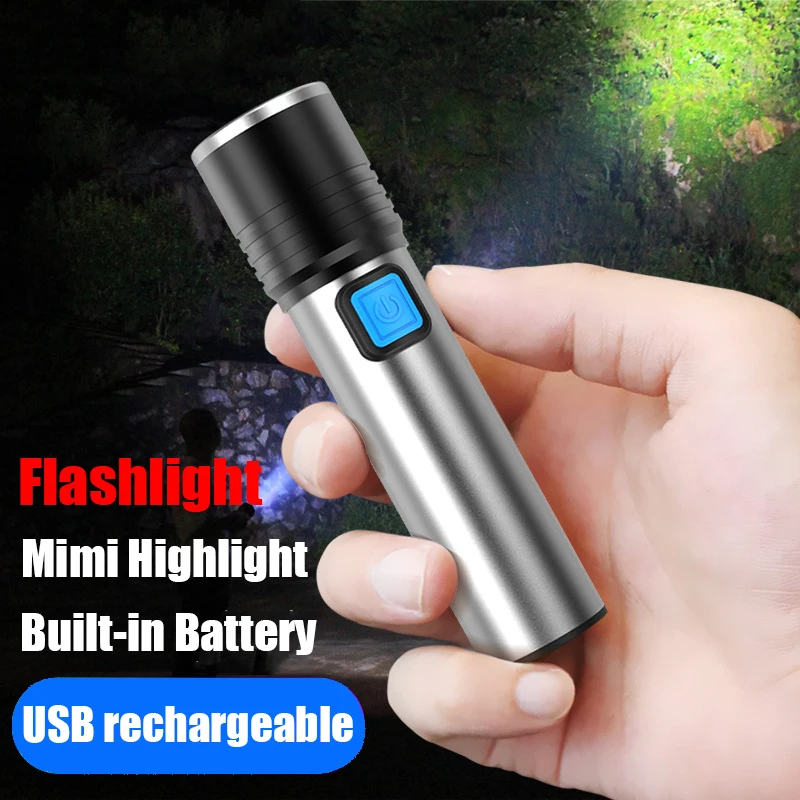 

Aluminum Alloy T6 Powerful LED Flashlight 18650 USB 1200mAh Rechargeable flashlight Waterproof Portable Mini Small Scout Torch