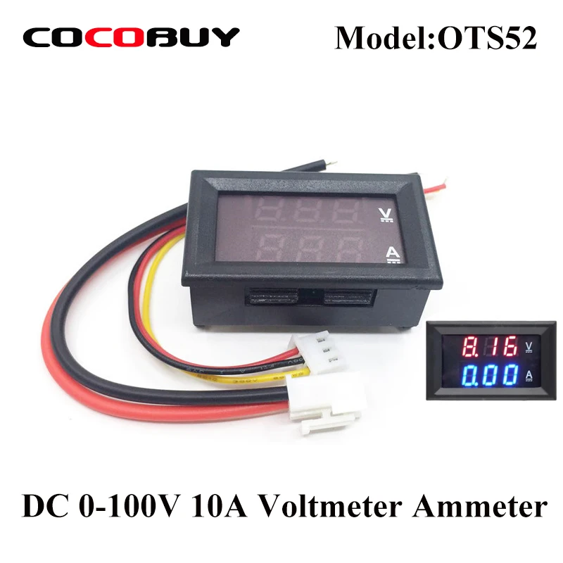 

Novecel Red+ Blue LED Amp Dual Digital Volt Meter Gauge LED display DC 0-100V 10A Voltmeter Ammeter