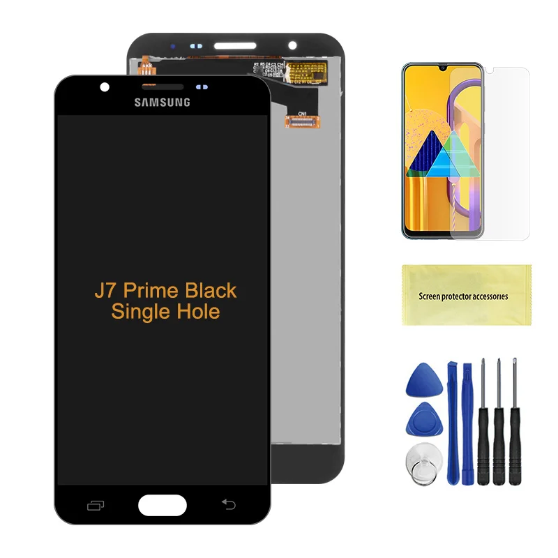 5," дисплей для SAMSUNG Galaxy J7 Prime lcd сенсорный экран G610 G610F G610M для SAMSUNG J7 Prime G610 lcd - Color: Single Hole Black