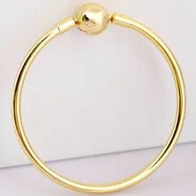 Золотой цветной шарик застежка клип подходит гладкий браслет подходит бусины из стерлингового серебра 925 Шарм Diy Европа ювелирные изделия