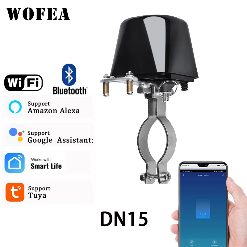

Wofea Tuya Wifi Bluetooth умный клапанный Контролер приложение управление автоматическое отключение Газа воды Alexa Google Home DN15 труба