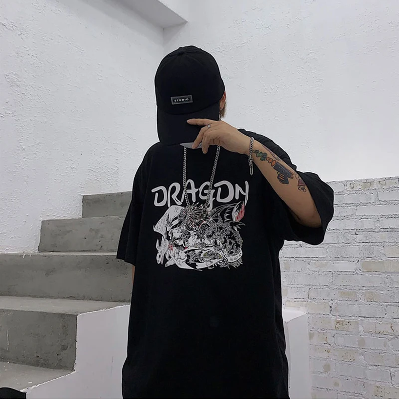 men clothes 2019 summer anime t shirt men's t-shirt with print minimalist New Arrival Loose Retro camiseta hombre Men and women