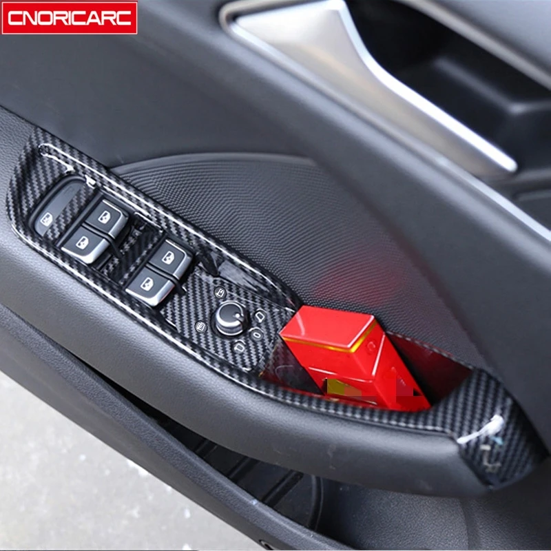 

Carbon Fiber Color Window Glass Lifting Buttons Frame 6pcs For Audi A3 8V 2014-2018 LHD ABS Car Door Storage Box Cover Trim