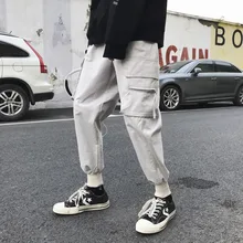 Осенние мужские комбинезоны, модные однотонные повседневные рабочие брюки с несколькими карманами, мужские уличные свободные спортивные штаны для бега