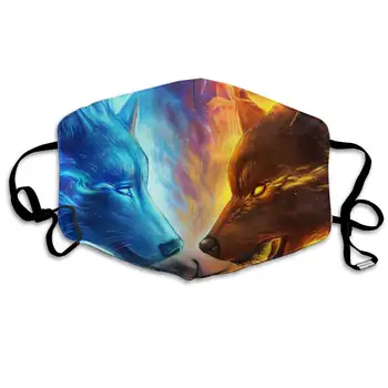 

Polyester Anti-dust Mouth Mask - Wolf Fire Seamless Art Washed Reusable Mouth-Muffle - Fashion Printed Face Masks for Outdoor