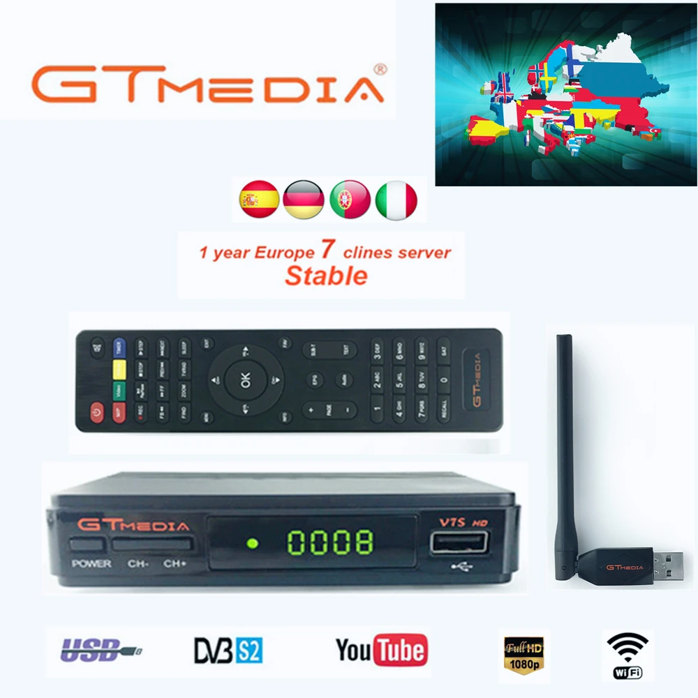 V7S HD спутниковый ресивер DVB-S2 V7S HD Full 1080P+ USB wifi+ 1 год Clines CCCAM Upgrade Freesat V7 Receptor Sat tv Box