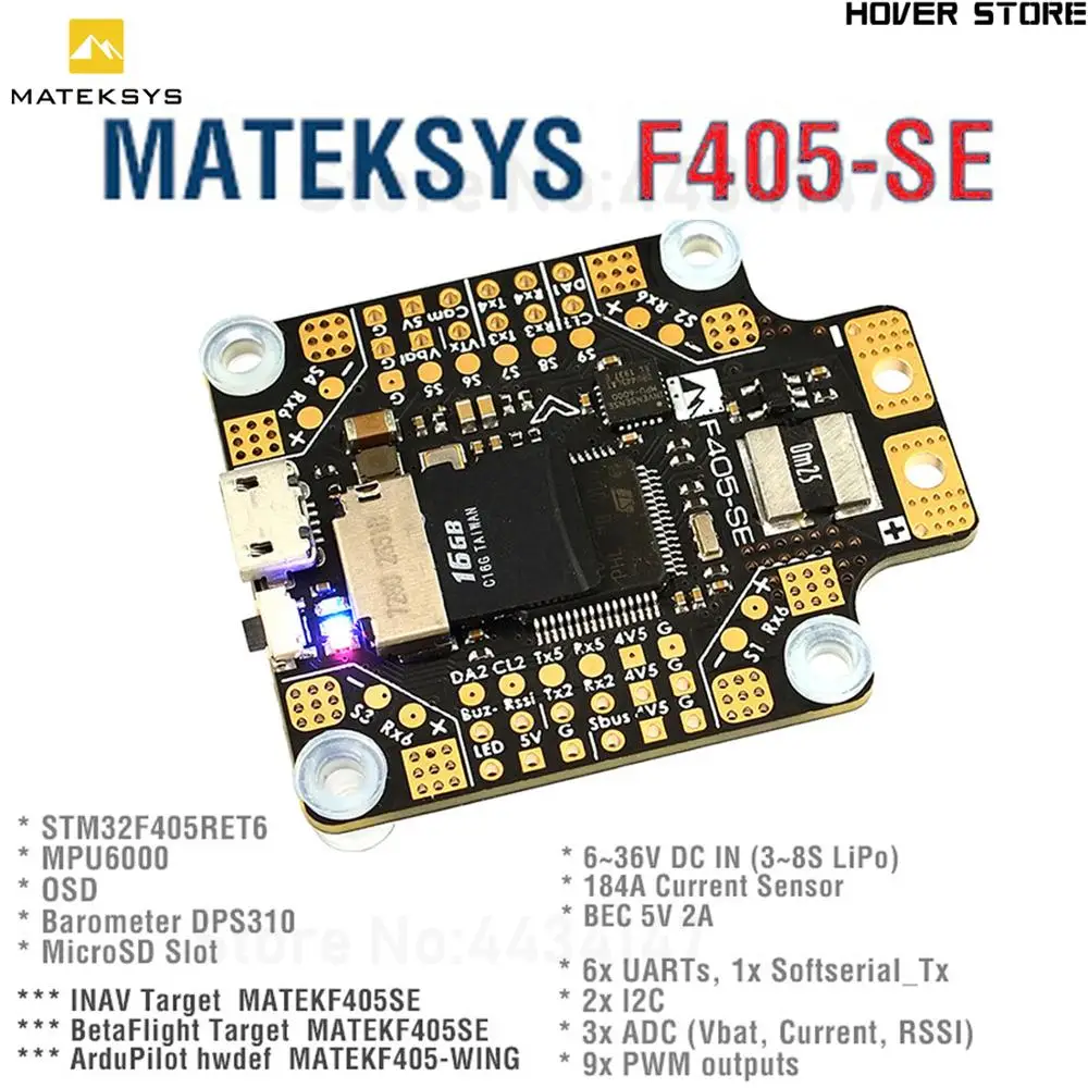 Matek F405 SE контроллер полета STM32F405RET6 OSD 5V/2A BEC Датчик тока F4 для CTR обновленный RC