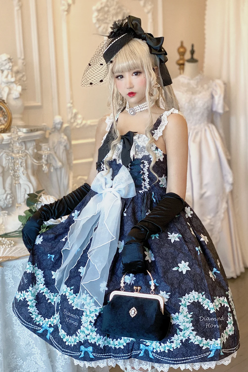 

Princess lolita summer strap dress vintage high waist lace bowknot victorian dress kawaii girl gothic lolita cosplay loli