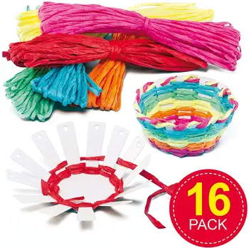 

metable Pack of 16 Basket Weaving Project -Ideal for Kids' Arts and Crafts, Small Gifts, Keepsakes and More Assorted, 10cm