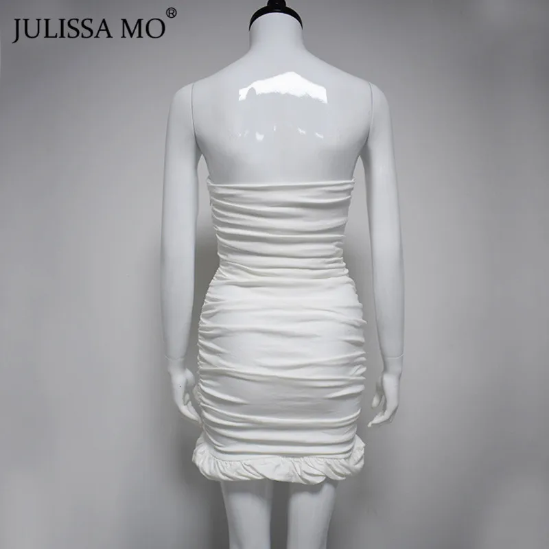 Julissa mo/розовые вечерние мини-платья без бретелек; осенние двухслойные облегающие платья с рюшами; сексуальное плиссированное платье с открытой спиной; Vestidos