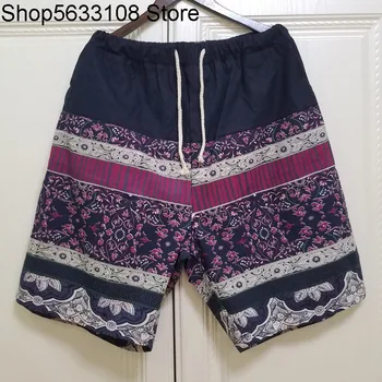 

Super Extra Large Size New Summer Plus Fat Plus Large Size Male Spuer Fat Man Fat Loose Beach Flower Sutra Flax