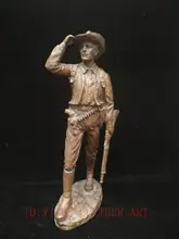 

YIZHU CULTUER ART Sparse Collection Bronze Carving Old US Hunter Figure Statue Decoration H18 inch