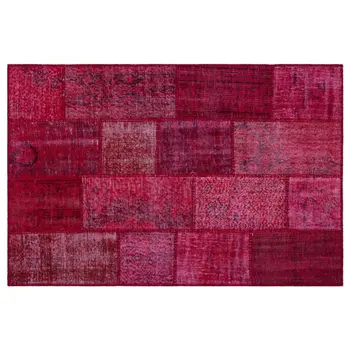 

Handmade Red Vintage Overdyed Patchwork Area Rug 120x180 Cm-3'11''X5'11''