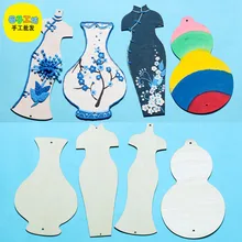 Напрямую от производителя дерева Белый Embryo Cheongsam дети DIY цветной рисунок Материал дерево Тыква глина цветная глина Mou