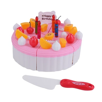 

OCDAY Small or Big Creative Birthday Cake DIY Model For Kids Pretend Play Kitchen Food Plastic Toy Early Educational Classic Toy