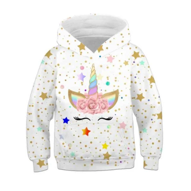 Girls Unicorn Hoodies 4 5 6 7 8 9 10 11 12 -14 Years Kids Sweatshirt Unicorn Hoodies Boys Hooded Autumn and Winter Girl Clothes