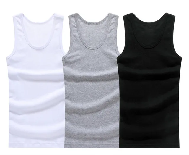 Cotton Mens Underwear Sleeveless Tank Top Solid Muscle Vest Undershirts O-neck Gymclothing T-shirt men's vest 3pcs/lot men underwear men cotton vest