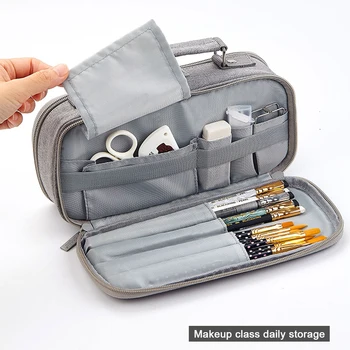 

Canvas Pencil Case Large Capacity Zipper Pen Case School Student Stationery