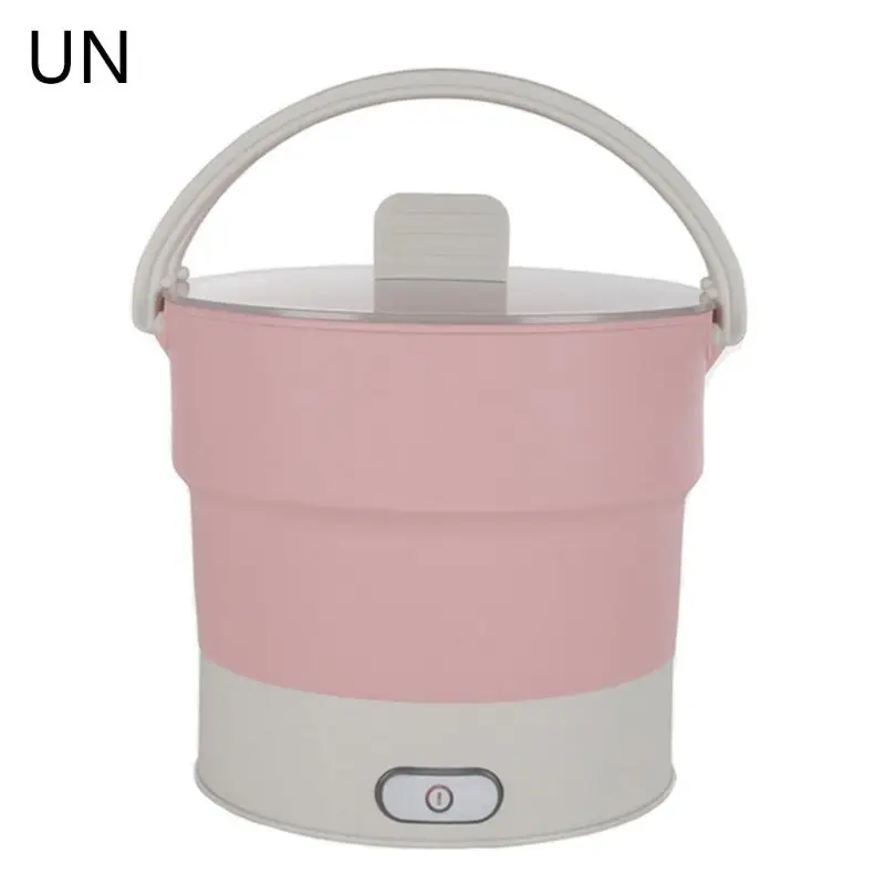 Портативная силиконовая электрическая сковорода, складной чайник, сковорода для путешествий - Цвет: UN Pink