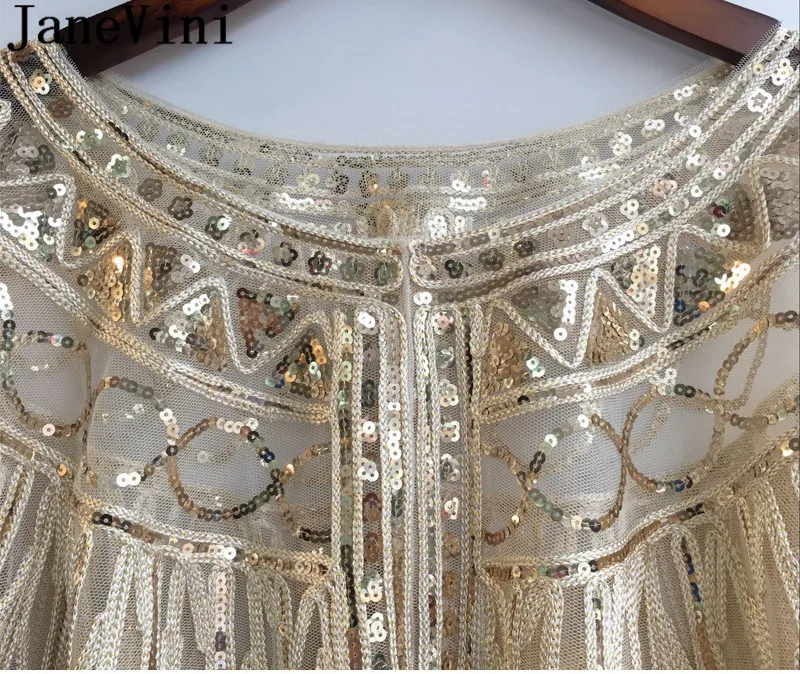 JaneVini Bling Sequins женская накидка из бисера упаковка для свадебного платья Палантины Золотой Черный жакет вечернее платье Болеро