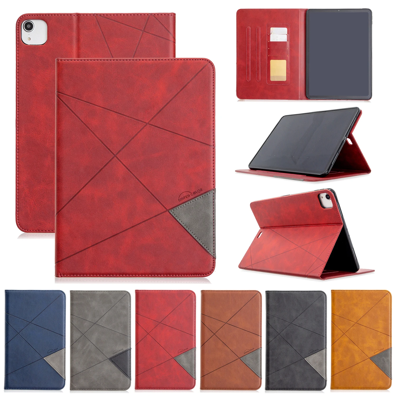 New Card Wallet Flip Tablet Case for iPad Pro 11 2020 2th Gen Case Geometric Figure