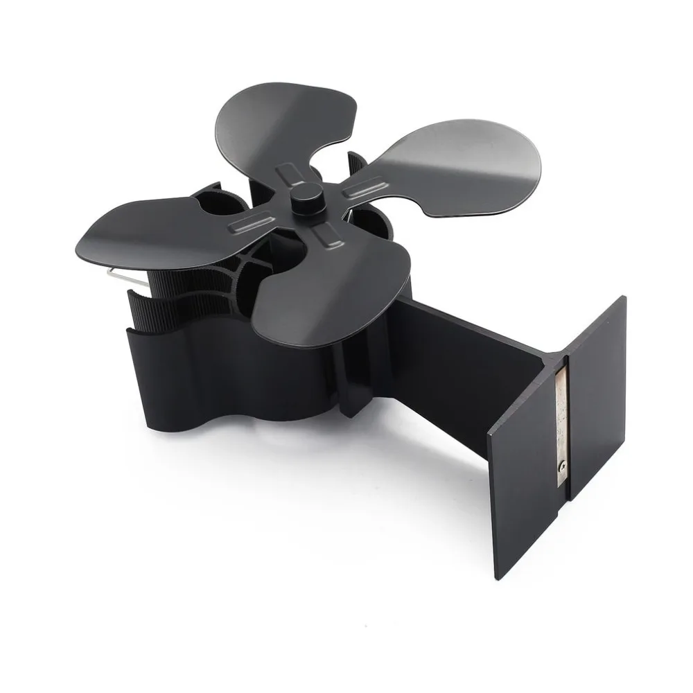 4 Blades Heat Powered Stove Fan Log Wood Burner Ecofan Quiet Black Home Fireplace Fan Efficient Heat Distribution