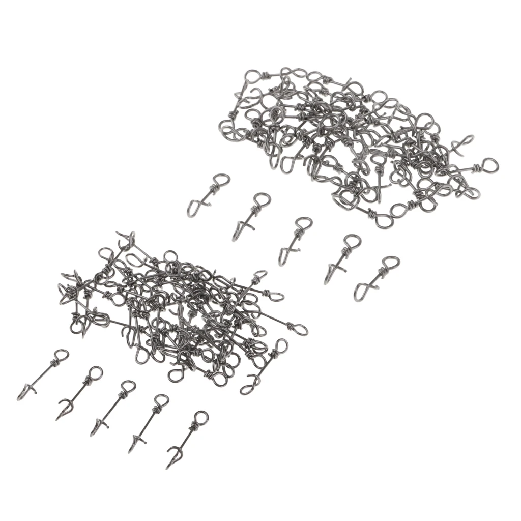 100pcs High Strength Fishing Connector Snaps Stainless Steel Fastach Clips Fishing Accessories