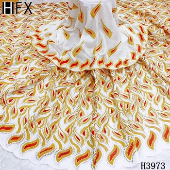 

HFX African Lace Fabric 2020 High Quality Lace Embroidery Stones Swiss Voile Lace In Switzerland Cotton Lace For Wedding F3973
