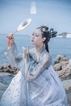 

Traditional Hanfu Costumes Suits Embroidery Oriental Long Sleeve Chinese Style Princess Ancient Folk Dance Fairy Retro Elegant