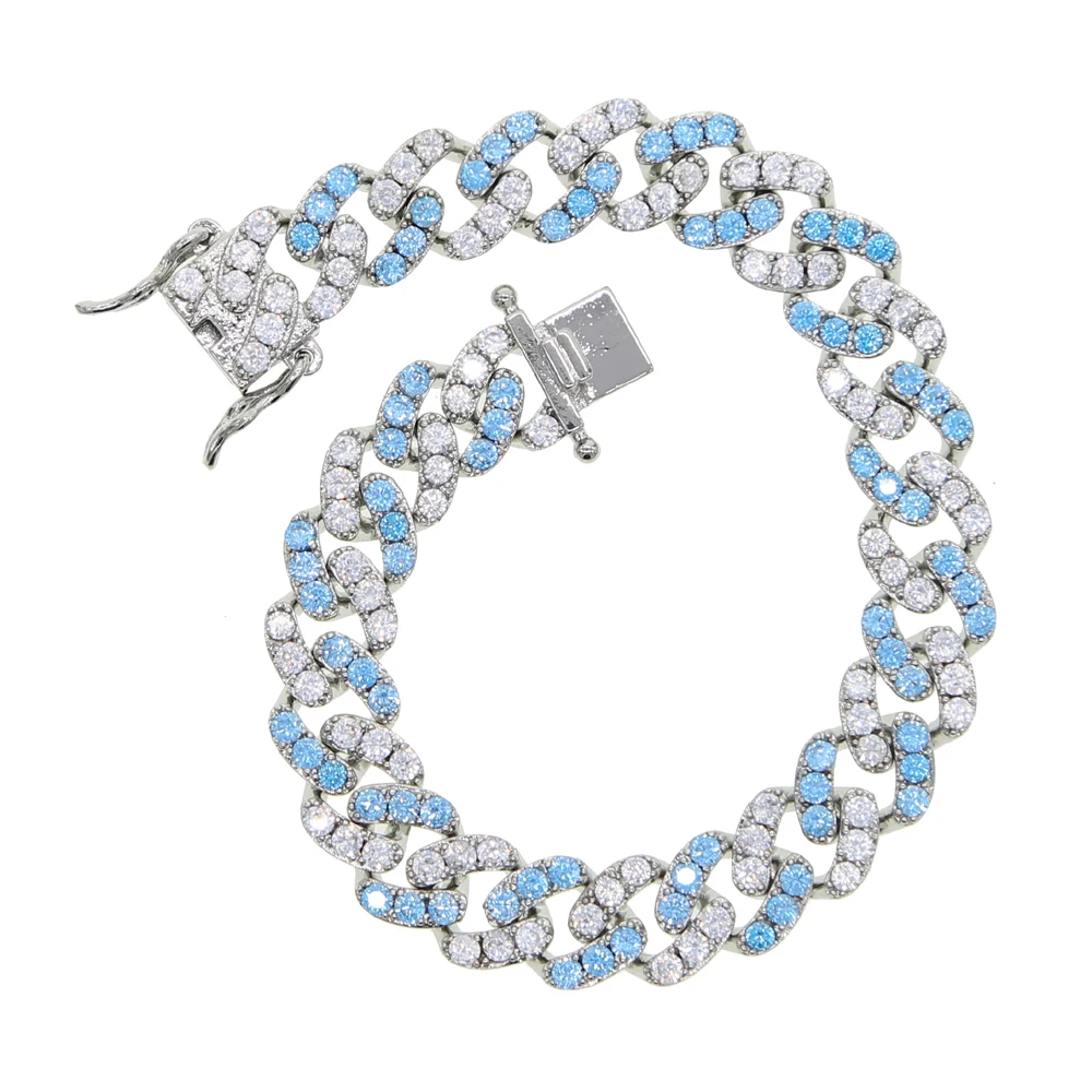 Hot sale✴L donkey home blue sky white clouds cuba bracelet necklace small  lv&incklv titanium steel gradient blue bracele